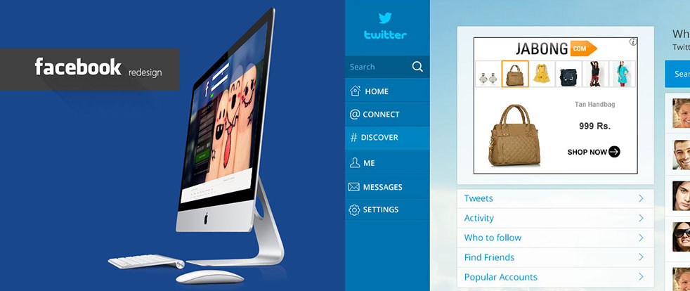 facebook twitter design flat web