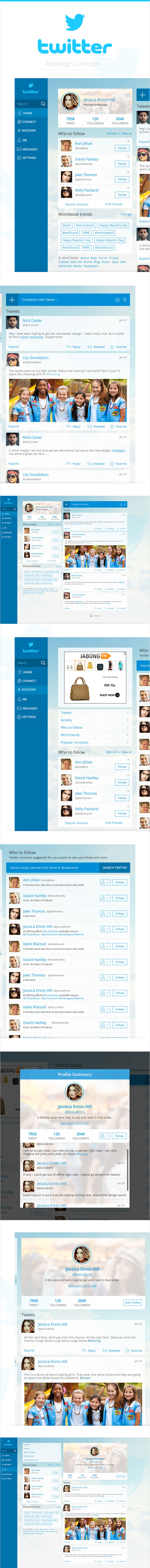 twitter web design flat